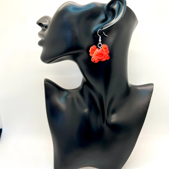 Red Crab Earrings - Animal Earrings - Cajun Earrings - Mardi Gras Earrings - Picture 7 of 8
